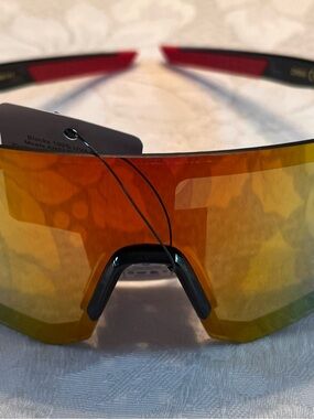 Sport Shield Sunglasses - Red/Orange Mirrored Lens
